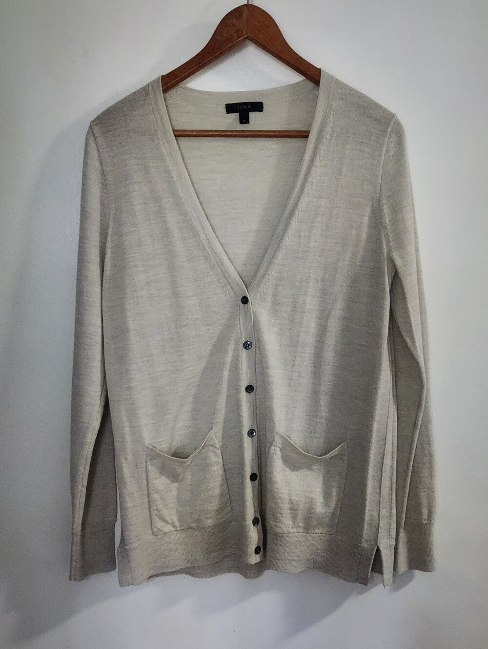 J. CREW Women's V-Neck Boyfriend Cardigan In Everyday Beige Size S